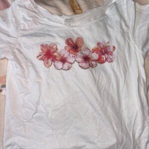 IC COLLECTION Kids White Tee with Pink Floral Design